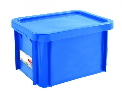 Bac Avec couvercle bleu plastique 40x30x23,5 cm 15 L fond plein parois pleines Gilactiv Gilac