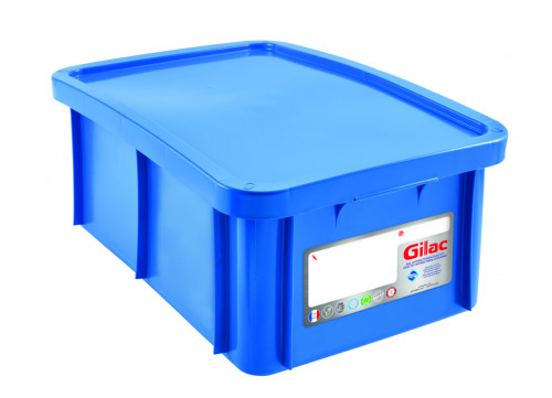 Bac Avec couvercle bleu plastique 60x40x23 cm 35 L fond plein parois pleines Gilactiv Gilac