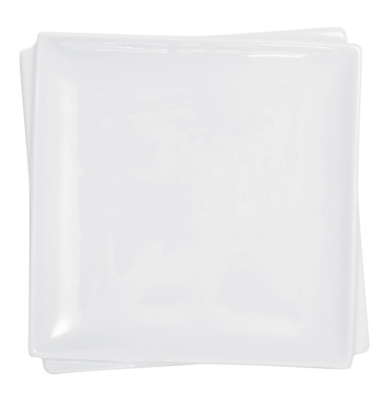 Assiette plate carré blanc porcelaine 26,5x26,5 cm Twins Pro.mundi