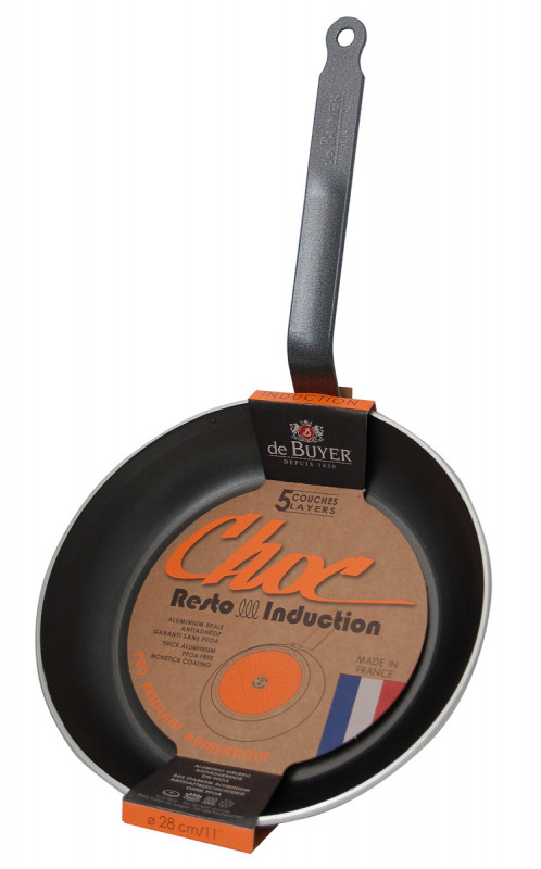 Poêle rond aluminium Revêtement anti-adhésif Ø 28 cm Choc Resto Induction De Buyer