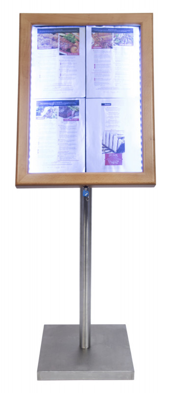 Porte-menu lumineux rectangulaire marron 4 pages led Classique Securit
