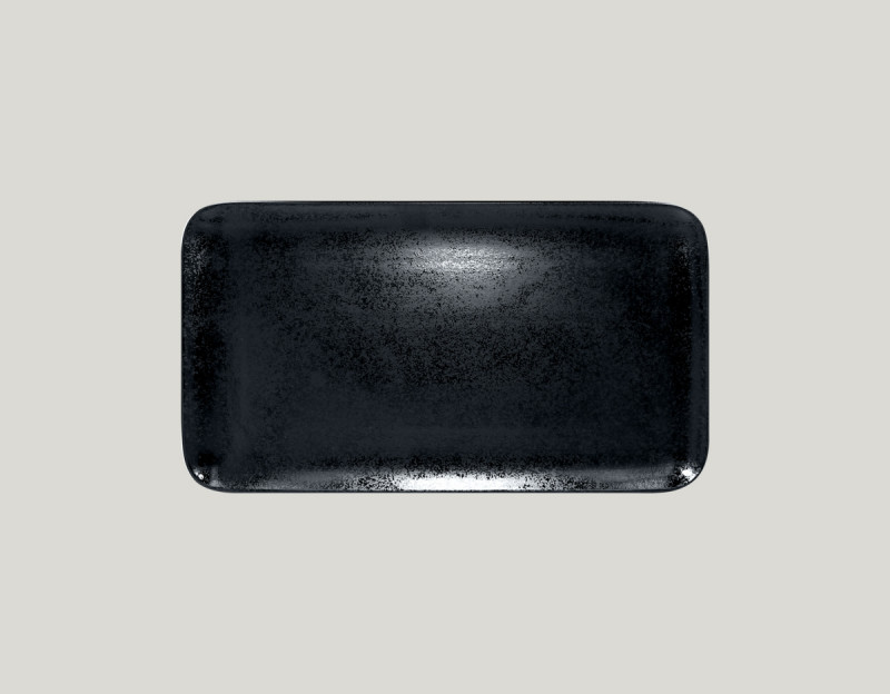Assiette coupe plate | 2796 rectangulaire noir porcelaine 22x11 cm Karbon Rak