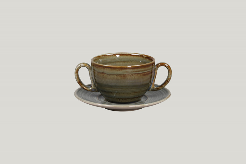 Sous tasse à thé déjeuner rond gris porcelaine Ø 15 cm Rakstone Spot Rak