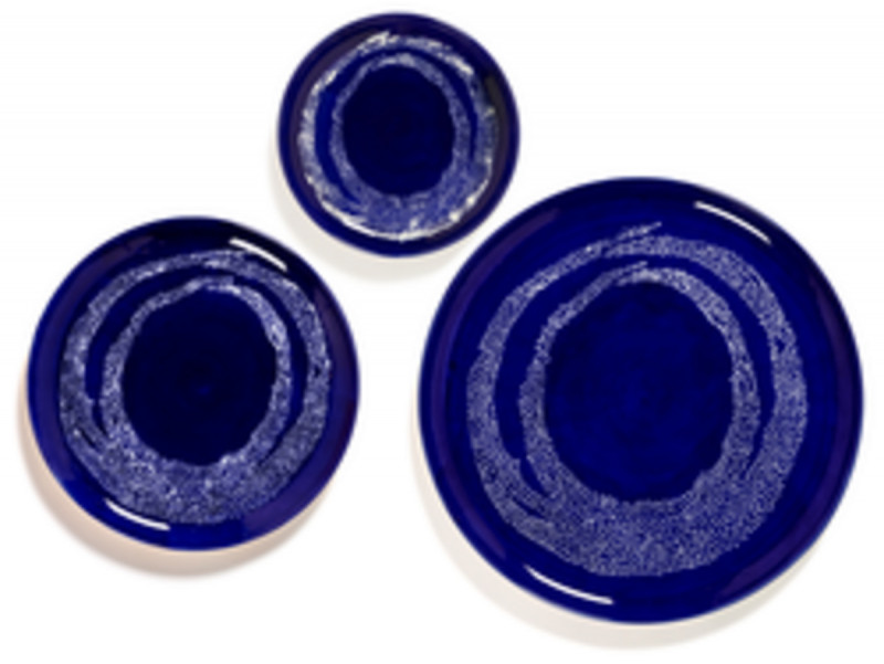 Assiette plate rond lapis lazuli swirl - points blancs grès émaillé Ø 19 cm Feast By Ottolenghi Serax